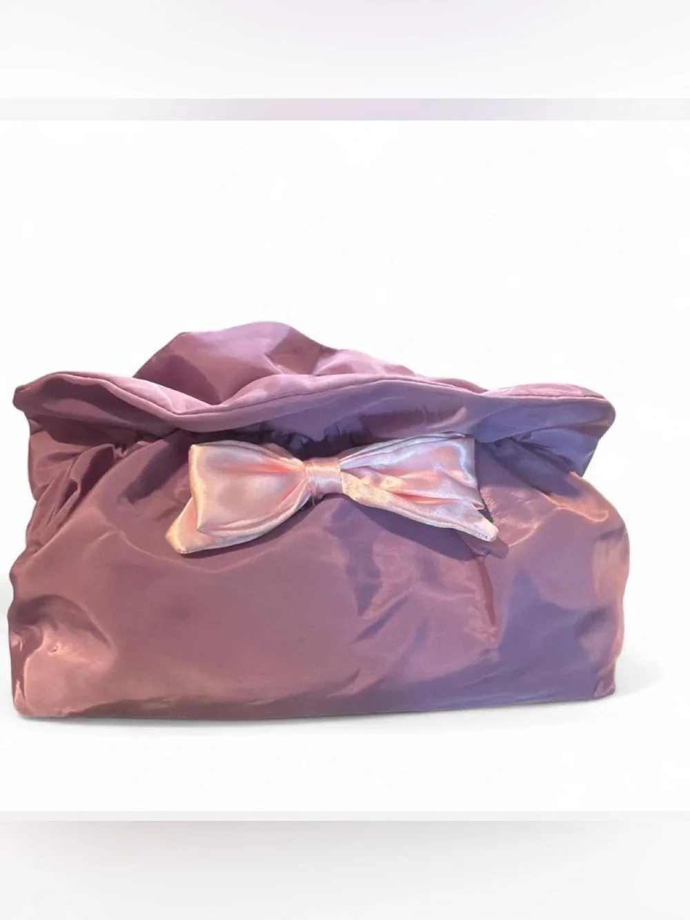 Women's Purple Bow Clutch with Pink Rose Pouch make up bags since cake purple